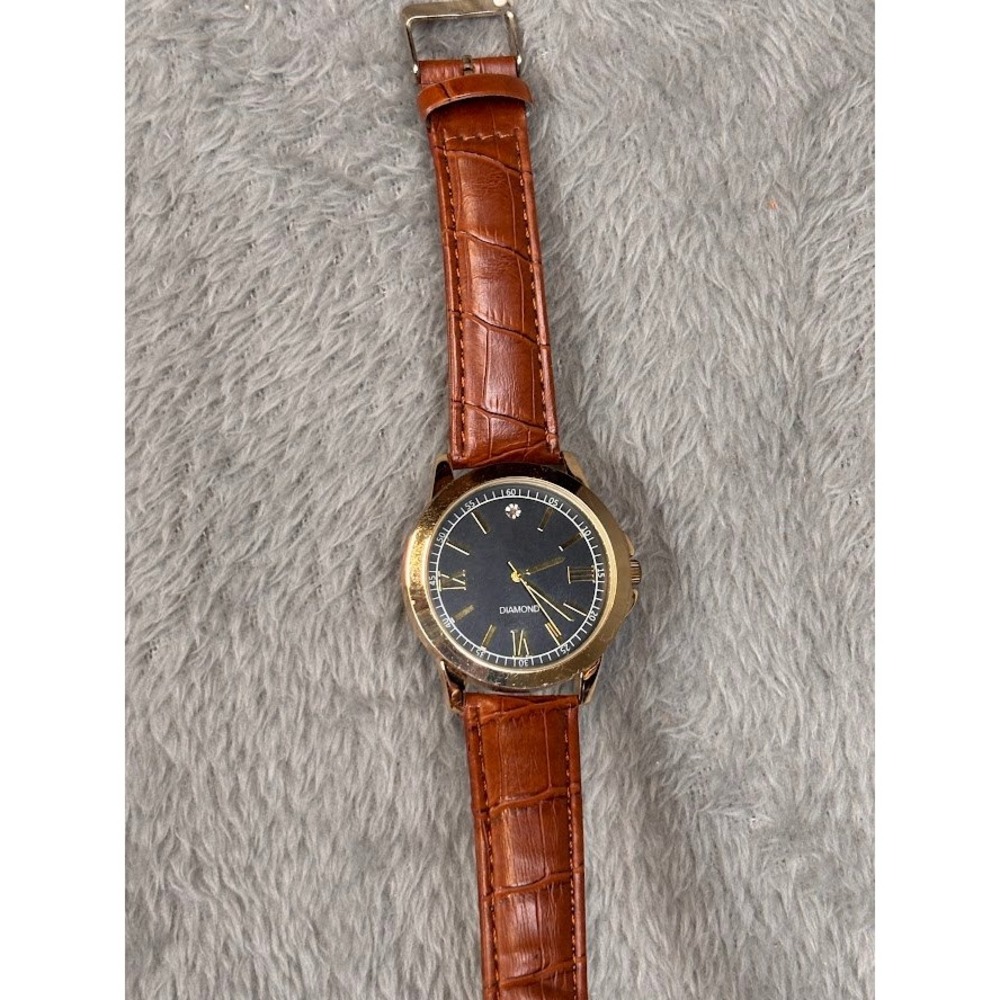 Accutime Watch Corp Stainless Steel‎ Caseback Gold Tone Black Face
